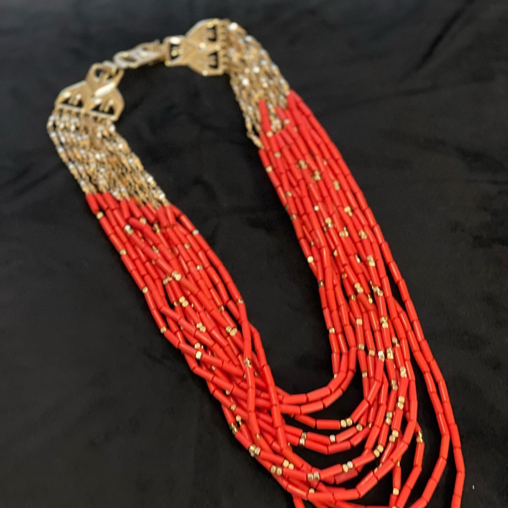 Lovely gold and red statement necklace!
